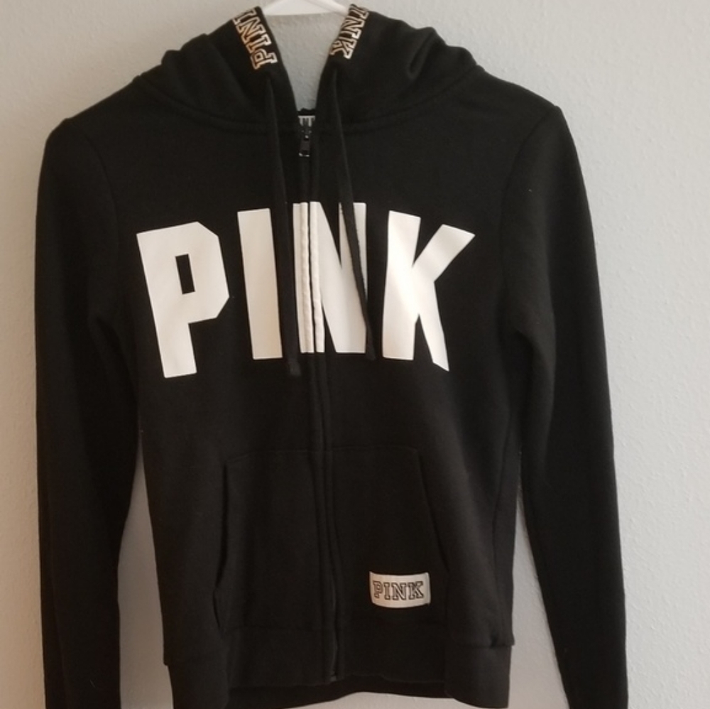 PINK Victoria's Secret black zip up hoodie